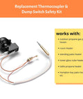 IDEASURE patio heater replacement thermocouple and dump switch safety kit; black sensor housing, 13.8-inch thermocouple