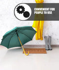 Deck Out Your Patio Setup With Slick Patio Umbrella Tip Caps And Canopy Protectors As Tough Replacement Parts For A Quick Repair Job And Scratch Shielding Using Heavy Duty Rubber Cushion Inserts To Keep Your Garden Gear Looking Fine All Season Long, featuring a green patio umbrella with a yellow raincoat and striped boots.