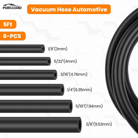 Automotive Vacuum Hose Kit With 6 Five Foot Hoses 64 Hose Connectors 24 Clamps Silicone Vacuum Tubing For Cars Universal Inner Diameters