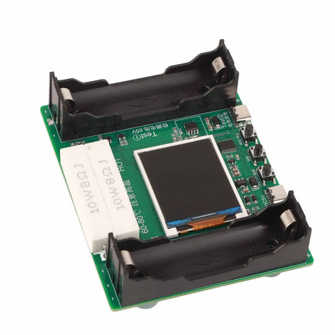 Pro Grade Battery Internal Resistance Tester With 1.77 Inch LCD Display Auto Charging And Discharging Modes For Lithium Battery Capacity Voltage Current And Power Measurement on green PCB