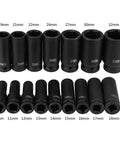 Pro 16-Piece 1/2 Inch Drive Hex Bit Socket Set For Auto Repair CrMo Steel Heavy Duty Impact Tool Kit With Size Imprints For Quick Grabbing, 10-32mm