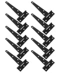 Heavy Duty T Shaped Door Hinges Set Of 10 Carbon Steel Cabinet Hinges For Home Use with black finish