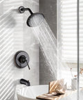 Oil-Rubbed Bronze Shower Faucet Set With Tub Spout And 6 Inch Shower Head, Tub And Shower Trim Kit, Single Handle Bath System