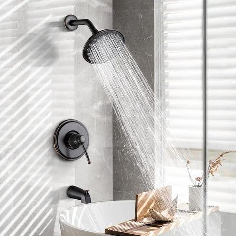 Oil-Rubbed Bronze Shower Faucet Set With Tub Spout And 6 Inch Shower Head, Tub And Shower Trim Kit, Single Handle Bath System