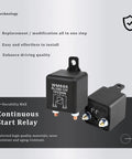 Straight Up Heavy Duty Car Starter Relay 200 Amp 12 Volt 4 Pin SPST Switch shown with compact design and durable nylon housing.