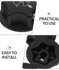 Universal Black Fan Control Knobs 10 Pack Replacement Caps for Floor Fans in Warehouse and Office Use Durable Plastic Construction Built to Last with Smooth Rotary Control and Easy Grip for Tough as Nails Heavy Duty Everyday Cooling close-up, easy install