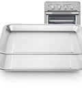 Replacement Stainless Steel Air Fryer Tray For Toaster Oven Models TOA-60 TOA-65 TOA-70 Mesh Basket Rack Dishwasher Safe 12.4 By 11 Inches Fits Right Size Durable Wire Rack Accessories Two-Piece Set