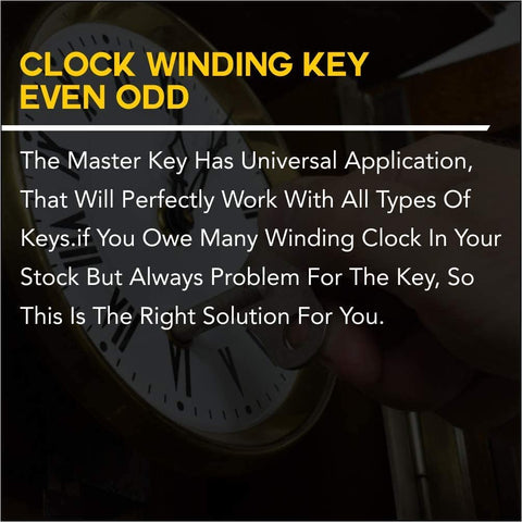 Two Piece 5 In 1 Brass Clock Winding Key Set with Even Odd Numbers text overlay on clock image