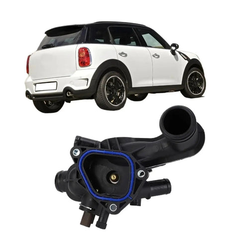 Premium Coolant Thermostat Assembly Direct Replacement For Peugeot 207 Citroen C4 Mini Engine Cooling System showing part and Mini Cooper