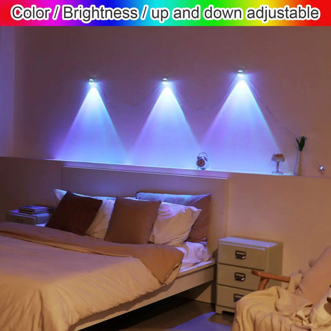 Bedroom with 360 Degree Rotating RGB LED Wall Light Bar For DIY Wall Art Decor Ambient Mood Lighting With 18 Modes