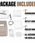 Package contents for Top Shelf Portable Countertop Dishwasher With Attached Water Tank And Three Rapid Wash Cycles High Heat Clean For Dorms Apartments And Camper Vans Smooth Operator No Sweat Routine.