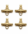 Built Tough 3 Way Brake Line Tee Connector With M10 X 1.0 Stud Nuts For 3/16 Inch Tubing Universal Garage Essential Swap For Inverted Flare Systems 4 Pack, brass alloy.