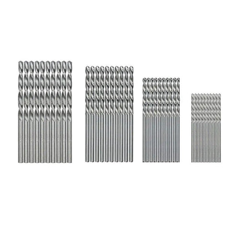 Assorted Mini HSS Drill Bits Set 0.5mm To 2.0mm Straight Shank For PCB, Thin Metal, And Plastic Drilling, 40 Pcs displayed