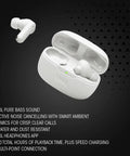 White Vibe Beam 2 True Wireless Earbuds with Active Noise Cancelling and Smart Ambient, open charging case, side view