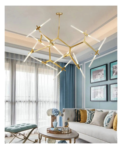 Post-Modern Nordic Pendant Light Herringbone Contemporary Living Room Dining Room Dimmable G9 Bulb Hanging Lamps LED in stylish room