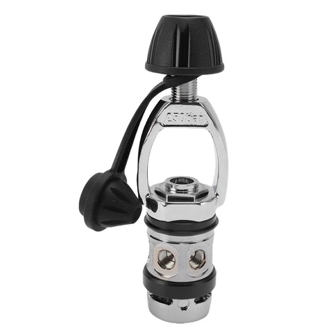 First Stage Scuba Regulator Five Port Chrome Plated Brass Construction Pro Grade Durable Underwater Diving Gear With Smooth Airflow Control For Serious Deep Dives, front view