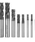8 Piece Carbide End Mill Set 2 to 12 mm Tungsten Steel Milling Cutters High Speed Tool Kit displayed in ascending order