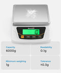 Pro Grade High Precision 6000G Digital Lab Scale With 0.1G Readability And 0.3G Tolerance, shown with digital display
