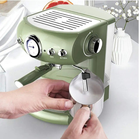 Retro Green Coffee Machine For Home And Small Biz Cafes Semi Automatic And Fully Automatic Espresso Pump With Strong Steam