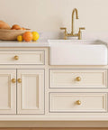 Champagne Bronze Cabinet Knobs Set Of 10 For Kitchen And Furniture, One And A Quarter Inch Single Hole Zinc Alloy Knobs on drawer