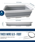 Hose And Mask Cleaning Kit With Extra Thick 6.9 Foot Tubing Brush Collapsible Wash Basin, 2.5-gallon capacity, with dimensions