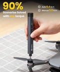 Slick Cordless Mini Electric Screwdriver Kit With 123 Precision Bits And Compact Roll Up Case For Phone Laptop Camera Watch Repair Jobs No Sweat Quick Fixes Straight Up Top Shelf Tech Gear in use on drone propeller.