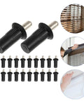 Tough As Nails Window Shutter Repair Pins Heavy Duty Iron And Pp Replacement Set Black 50 Piece Pack with detailed view of two pins and multiple fasteners.