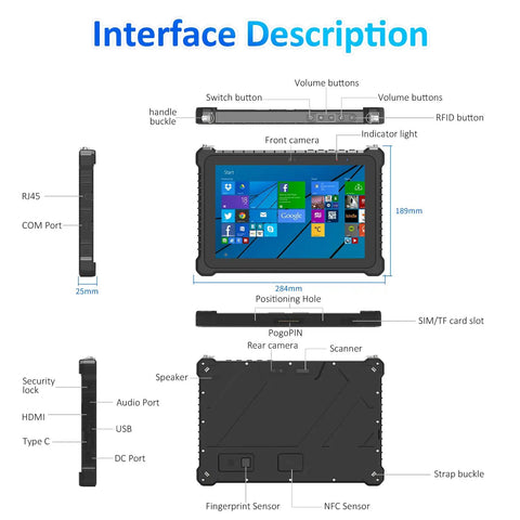 Detailed interface layout of Heavy Duty 10.1 Inch Rugged Tablet Running Windows 11 Pro With Intel Core I5 Chipset.