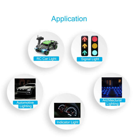 Lit 120 Piece LED Diode Light Kit With 6 Colors, 12V 5mm Lights application for automotive and architectural lighting