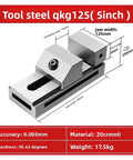 Fast Acting Flat Pliers Vice CNC Machine Fixture With Replaceable Jaws And V Shaped Body, Tool steel qkg125, 5 inch design.