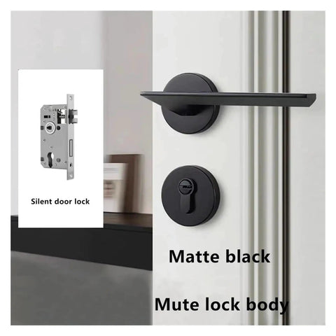 Split Lock Bedroom Door Handle Set In Matte Black With Dope Finish For Interior Rooms Easy Install Privacy Knob Hardware