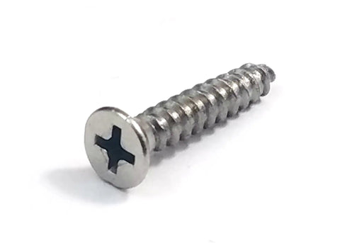 Built Tough Satin Nickel Wood Screws For Cabinet And Door Hinges Number 9 X 1 Inch Flat Head Phillips Drive steel fastener close-up