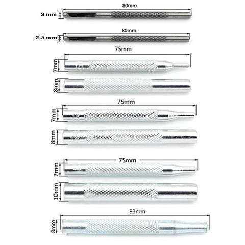 Leather Craft Rivet And Snap Kit Set 11 Piece Die Punch And Rivet Setter Tool with multiple sizes for DIY leatherworking