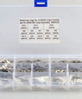 Stainless Steel Retaining Ring Set Snap Ring Kit M1.5 To M15 400 Pieces EShaped Circlip storage box open top view