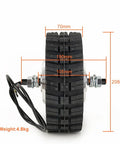 Front view of Dual Drive 8 Inch Hub Gear Motor Wheel with dimensions and cable, 400kg load capacity, 700W total power.