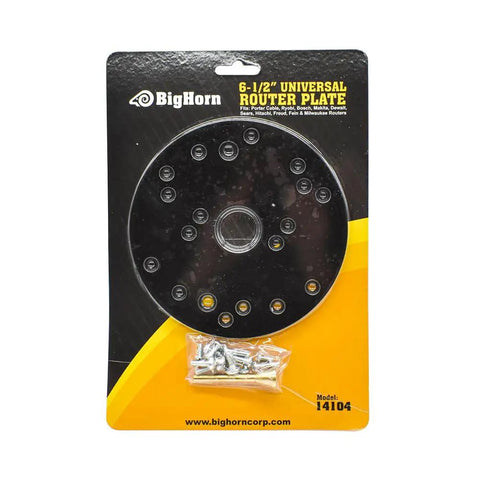 Rock Solid Universal Router Base Plate With Mounting Screws And Alignment Pin Dead Set Accurate Fit For Template Routing displayed on packaging.