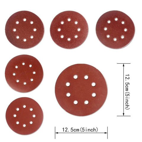 Grab These 60-Piece 5-Inch 8-Hole Hook And Loop Sanding Discs With Aluminum Oxide Grit for various polishing tasks.