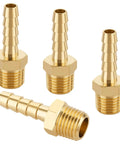Four Pack Brass Hose Barb Fittings One Quarter Inch Barb To One Quarter Inch NPT Male Thread Quick Coupler Adapter Connector For Air Hoses