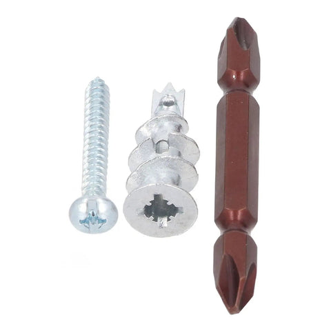 Heavy Duty Drywall Anchors And Screws Kit Zinc Self Drilling Anchors With Screws 50 Anchors And 50 Screws Ultra Strong For Artwork Shelves And Mirrors Works On Three Eighths Inch, Half Inch, And Five Eighths Inch Drywalls Zinc Alloy Construction, drywall anchor and screw set