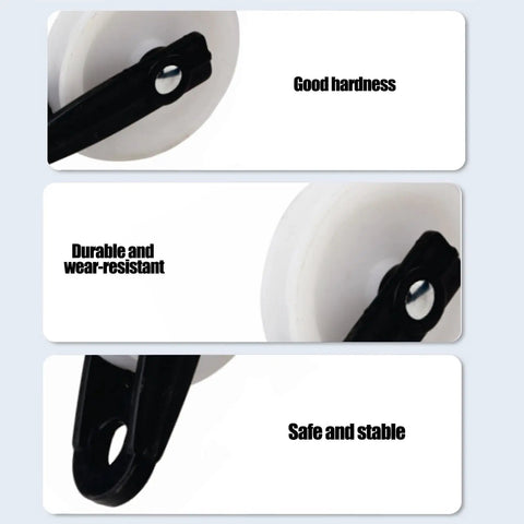Two Pack Nylon Clothesline Pulleys For Outdoor Rope Drying System Smooth Tangle Free Pulley Kit With Durable Nylon And Metal Rollers Easy To Install Perfect For Indoor And Outdoor Clotheslines. White nylon pulley with metal roller