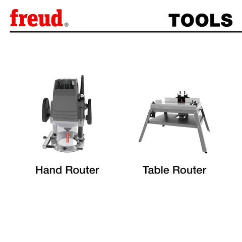 9/16 Inch Depth Slotting Cutter Set With 1/2 Inch Shank And 1/4 Inch Carbide Height for handheld and table routers shown with tools
