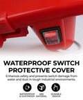 Close-up of waterproof switch cover on Ultra Compact Portable Washing Machine Crafted For Standard Five Gallon Bucket Plus Smart Digital Timer.