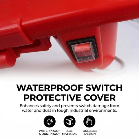 Close-up of waterproof switch cover on Ultra Compact Portable Washing Machine Crafted For Standard Five Gallon Bucket Plus Smart Digital Timer.