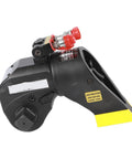 Heavy Duty Hydraulic Torque Wrench One Inch Square Drive Seven Hundred Bar Pressure Never Jam Design with rotary hose connector.