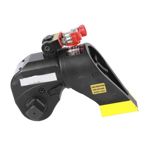 Heavy Duty Hydraulic Torque Wrench One Inch Square Drive Seven Hundred Bar Pressure Never Jam Design with rotary hose connector.