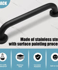 Heavy Duty 12 Inch Shower Grab Bar Built Tough For Solid Non Slip Bathroom Safety Support Rock Solid Stainless Steel Wall Mount Assist Handle In Sleek Black Finish on tile surface.