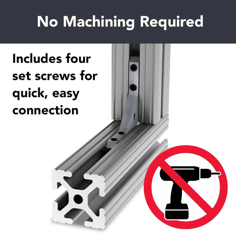 Beefy 90 Degree Aluminum Corner Bracket For 80 20 T Slot Extrusions Inside Corner Connectors For 15 And 40 Series Quarter Inch Twenty Tapped Hole 2.5 Inch By 2.5 Inch By 0.625 Inch 10 Pack