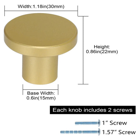 Matte Black Cabinet Knobs 10 Pack Round Mushroom Style Drawer Handles For Kitchen Cabinets Doors Dressers And Bathrooms Durable Aluminum Alloy Hardware With Slick Finish Diameter 1.18 In Height 0.86 In Base 0.59 In with screws detail