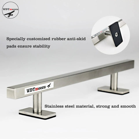 Dope Wood Fingerboard And Metal Flat Rail Set With Bearing Wheels, DIY Assembly 10 Inch Mini Skateboard Rail on textured surface