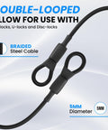 Heavy Duty Loop End Cable Wire Rope 5mm Stainless Steel Braided With PVC Coated Finish 12 Inch Length For Outdoor Use Tough As Nails Safety Rope Rated 200lb Tensile For Travel Home Hanging And Transport, double-loop design detail